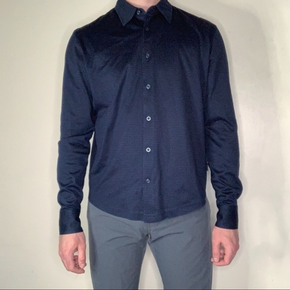 Hugo Boss Slim Fit Mercerised Cotton Button Down Shirt Blue Men’s Size Medium - Picture 2 of 11